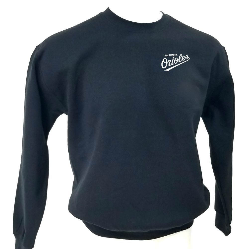 BALTIMORE ORIOLES Double Script Retro Logo MLB Pullover Crewneck Sweatshirt - Picture 2 of 5